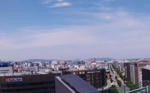 JR博多シティ屋上の展望テラスからの福岡市内の景色